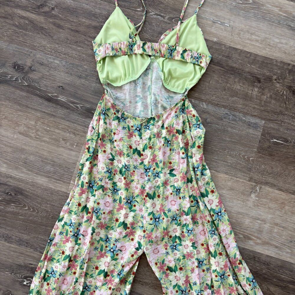 Akira Floral Wide Leg Jumpsuit Size S | Pastel Garden Print | Corset Bust - Picture 11 of 15
